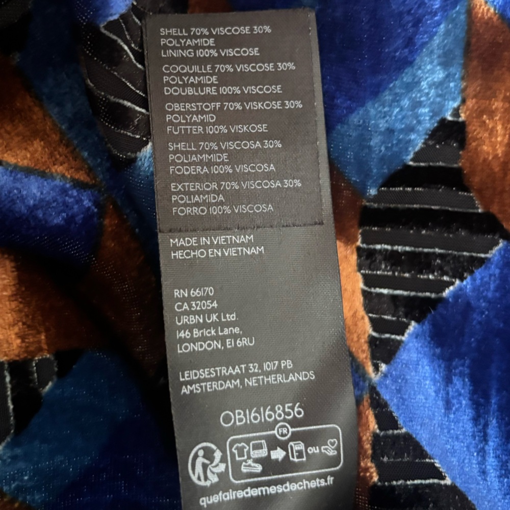 Anthropologie Somerset Mini Dress Velvet Geometric Blue Rust Motif Size Small - Picture 11 of 11